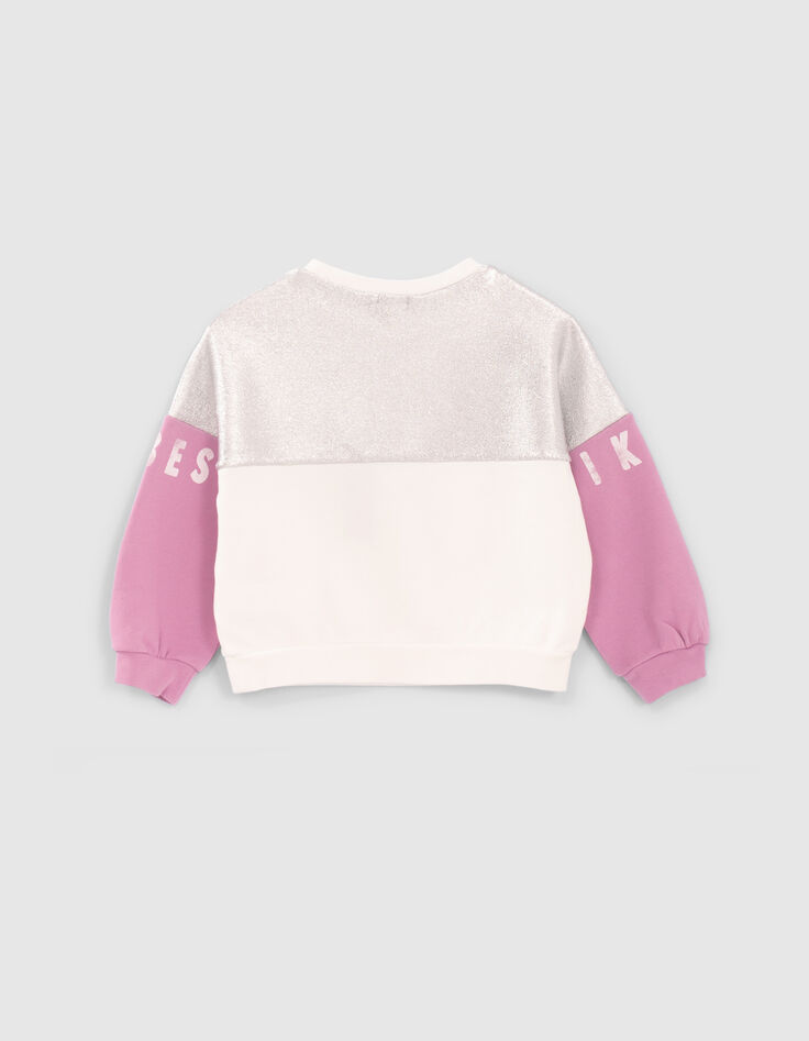 Sweater gebroken wit, zilver en lichtpaars tekst meisjes-2