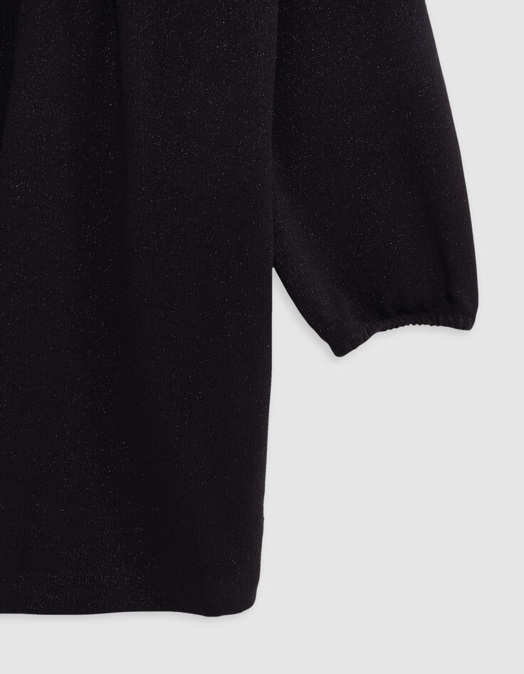 Girl's black sequined embroidered heart dress-7