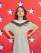 Robe Wonder Woman gris chiné moyen taille coulissée fille-2