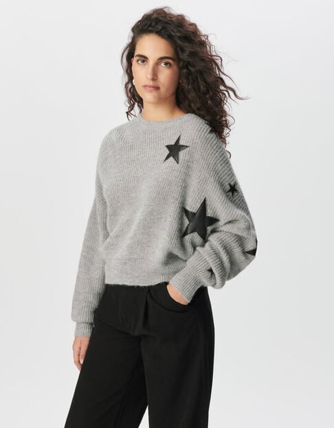 Jersey gris punto cortes rock, estrellas, cuentas mujer - IKKS