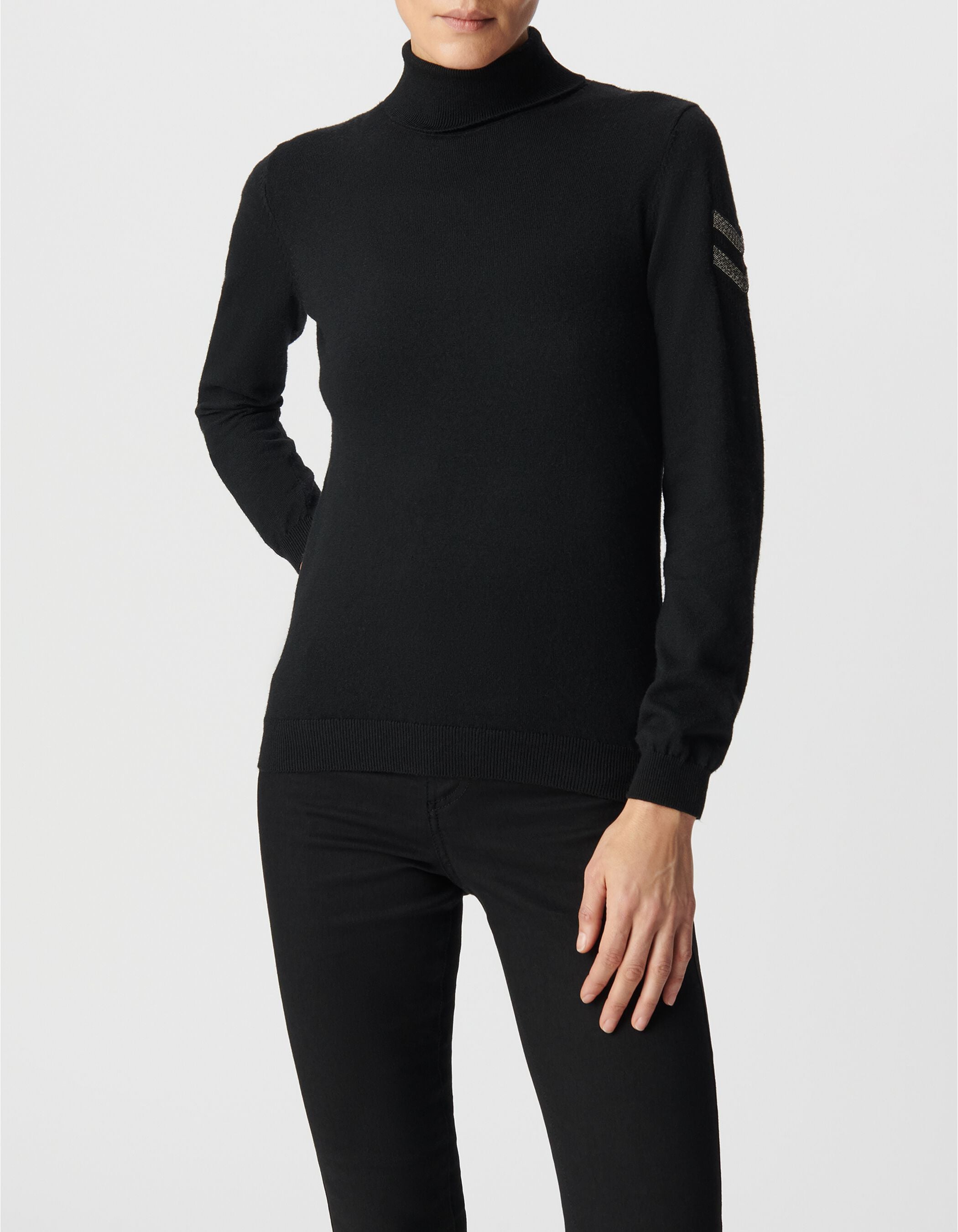 Women's military-style beaded knit roll neck sweater IKKS
