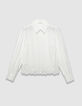 Chemise manches longues blanche bas dentelle Femme-7