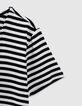 Schwarz-Weiß gestreiftes Mädchen-T-Shirt mit Schleife-4