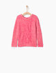 Pull en maille moulinée fuchsia fille-2
