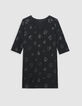 Vestido cruzado negro con estampado de leopardo y lentejuelas bordadas para mujer-5