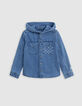 Blauw jeanshemd Waterless met kap jongens-2