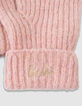 Girls’ pink glittery knit gloves with turn-ups-3