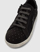 Schwarze Mädchen-Sneakers aus Veloursleder mit Nieten-5