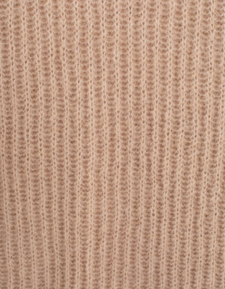 Pull beige en grosses mailles apport mohair femme-3