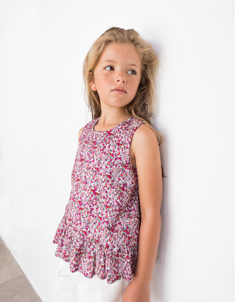 Top fuchsia imprimé floral fille