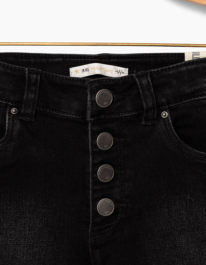 Short en jean black used bas frangés fille  - IKKS