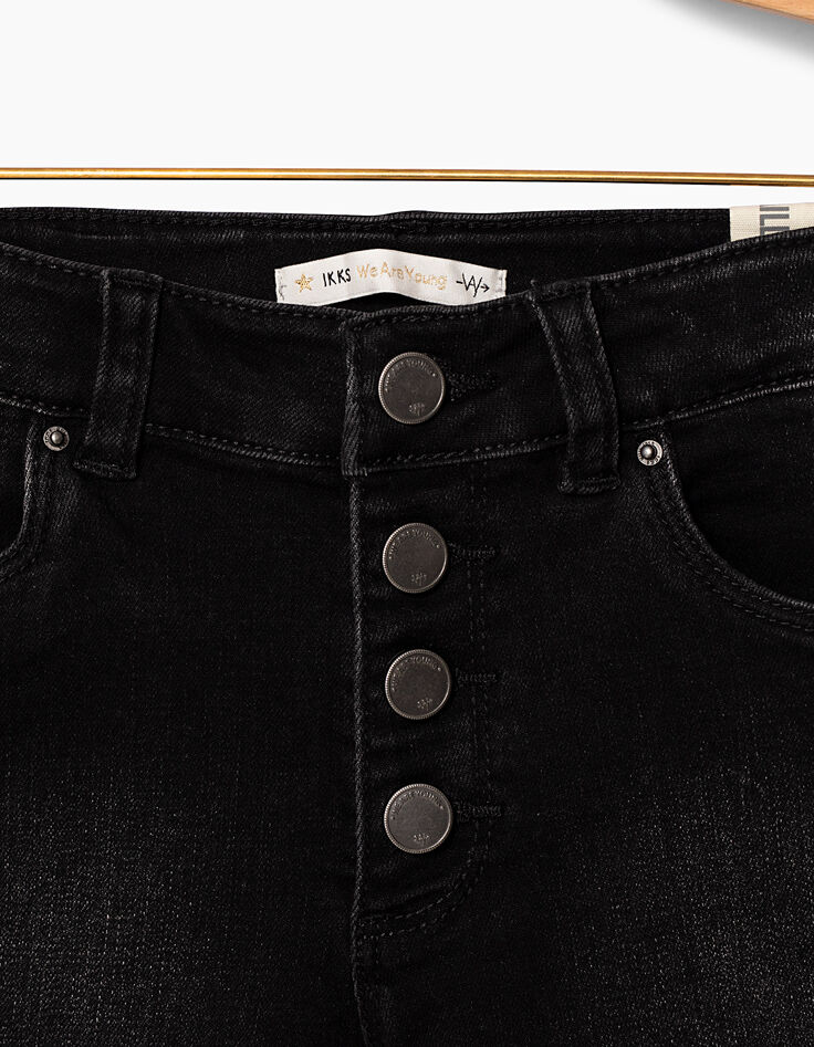 Girls’ used black denim shorts, fringed hem -4 Girls’ used black denim shorts, fringed hem -4