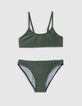 Maillot de bain 2 pièces kaki métallisé fille-1