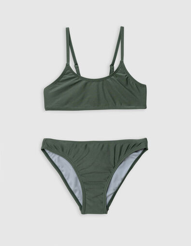 Maillot de bain 2 pièces kaki métallisé fille - IKKS
