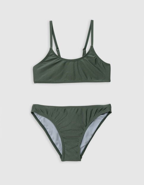 Maillot de bain 2 pièces kaki métallisé fille - IKKS