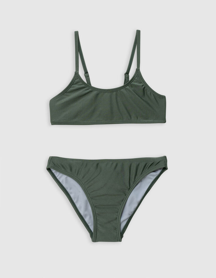 Maillot de bain 2 pièces kaki métallisé fille-1
