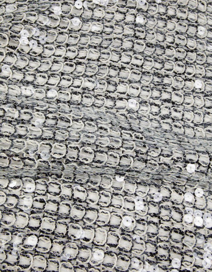 Jupe droite sequins argent&eacute;s Femme-8