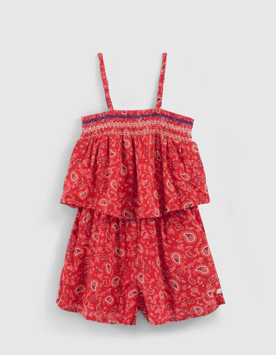 Girls' red paisley print Lenzing™ Ecovero™ viscose playsuit - IKKS