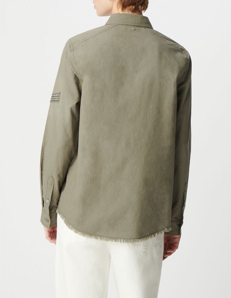 Chemise army kaki coton bio message spirale clout&eacute; Femme-3