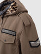 Khaki Damen-Kapuzenparka, Kunstpelzfutter, Chevron-5