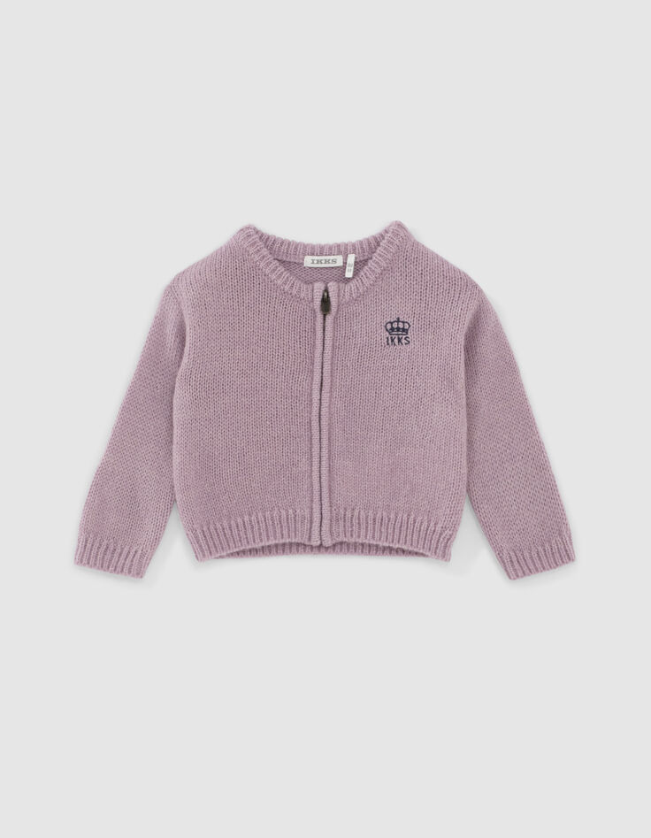 Baby girls’ lilac zipped knitted cardigan-1