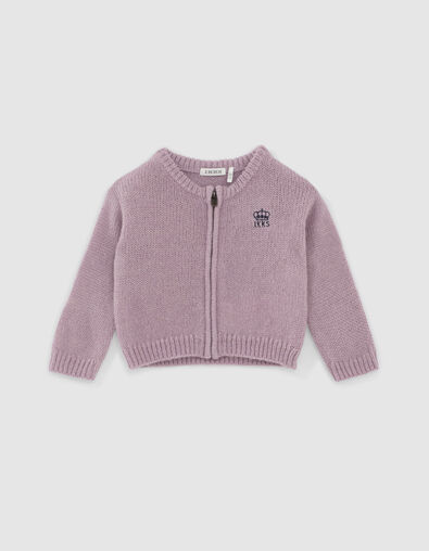 Baby girls’ lilac zipped knitted cardigan - IKKS