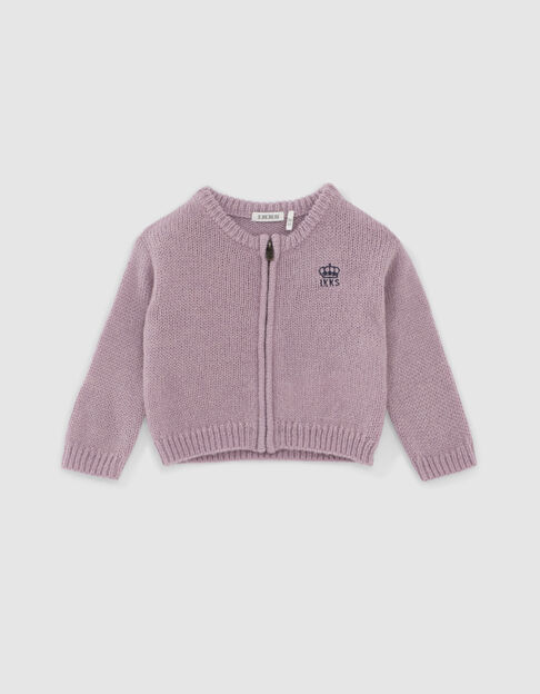 Cardigan lilas tricot zippé bébé fille  - IKKS