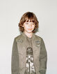 Jungen-Bomberjacke, zwei Stoffe in dunklem Khaki und Grau -7
