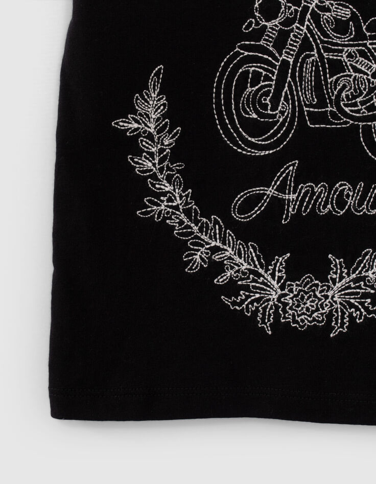 M&auml;dchen-T-Shirt mit Motorrad- und Blumenstickerei-4