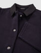 Chaqueta con botones de forro polar azul marino para niña-5