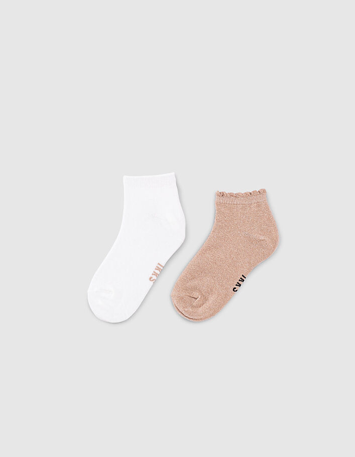 Girls' off-white and dark coral socks - IKKS