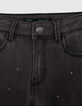 MOM washed black jeans with girl studs-2