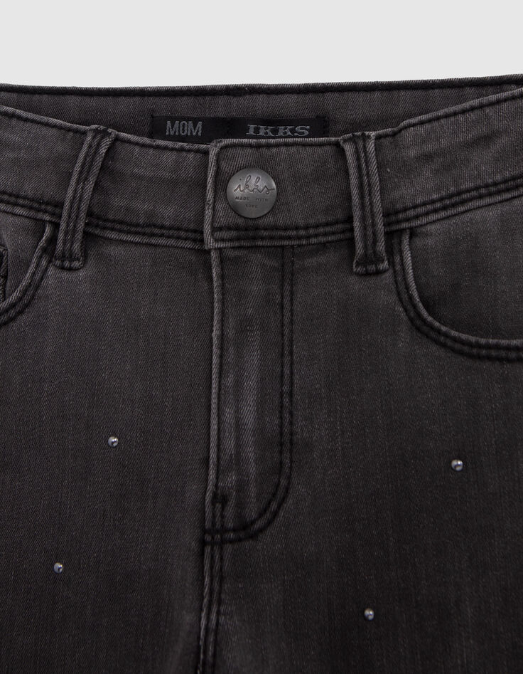 MOM washed black jeans with girl studs-2