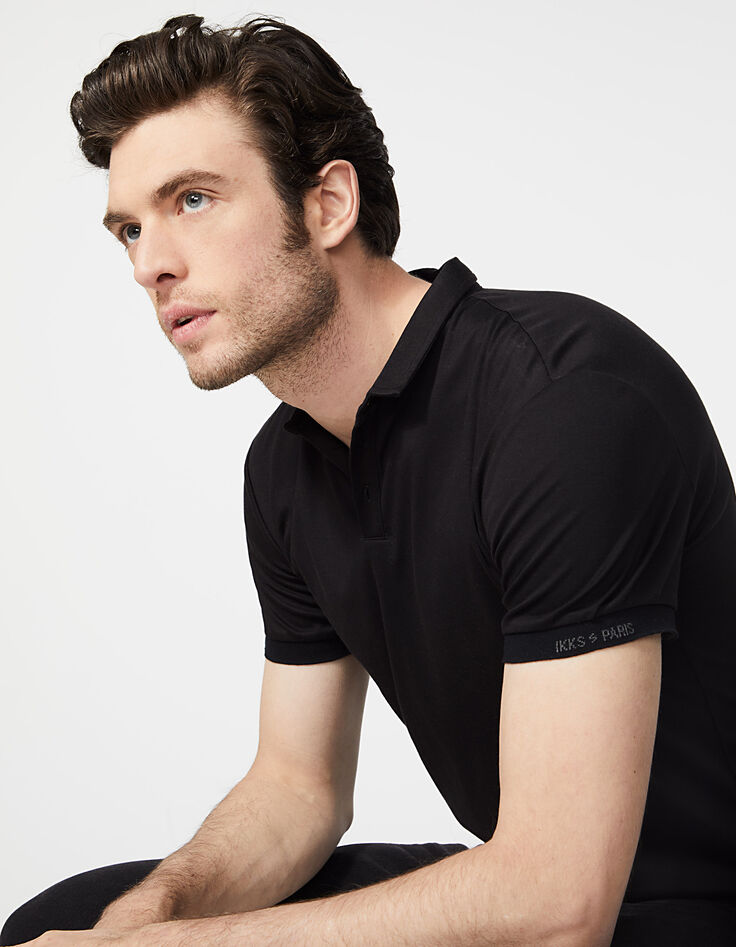 Men’s black Interlock short sleeve polo shirt-1