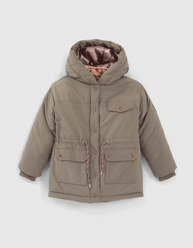 3-in-1 kaki gevoerde parka en omkeerbaar jasje meisjes - IKKS