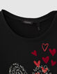 Camiseta negra print letras y corazones mini me niña-2