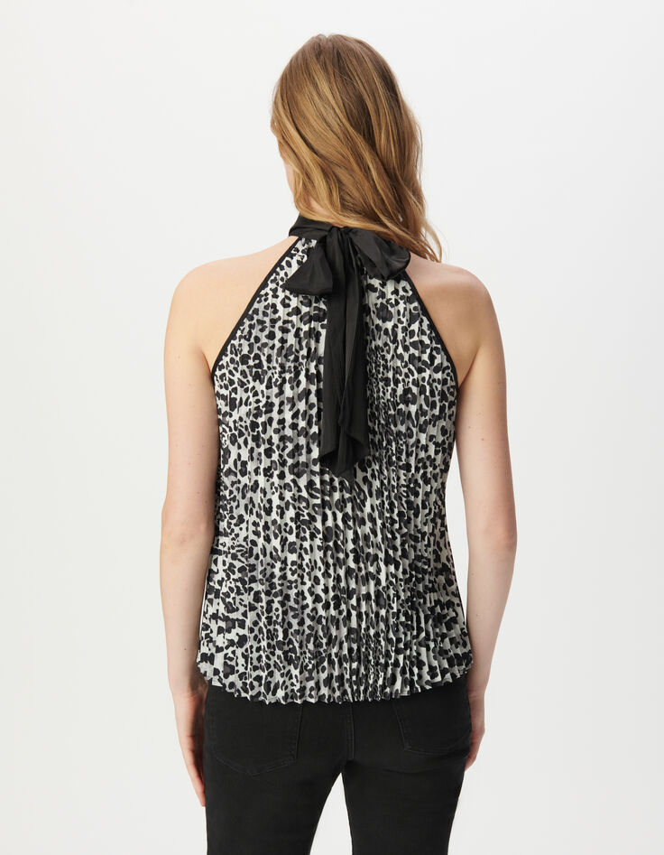 Top gris poliéster reciclado estampado pantera mujer-3