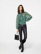 Blouse col montant lavalière voile imprimé peacock femme-7