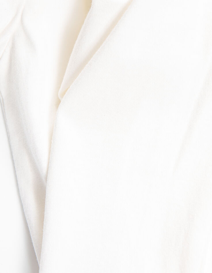 T-shirt blanc cass&eacute; col bijou fille-6