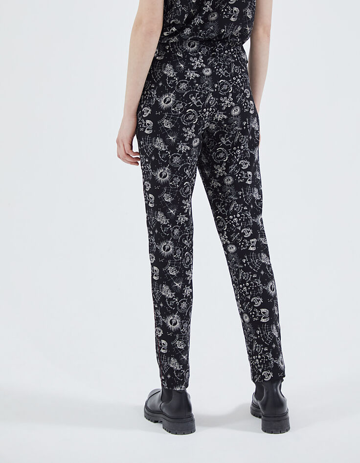 Pantalon droit en crêpe imprimé tatoo femme-3