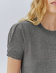 Women’s grey glittery knit short-sleeve sweater-3
