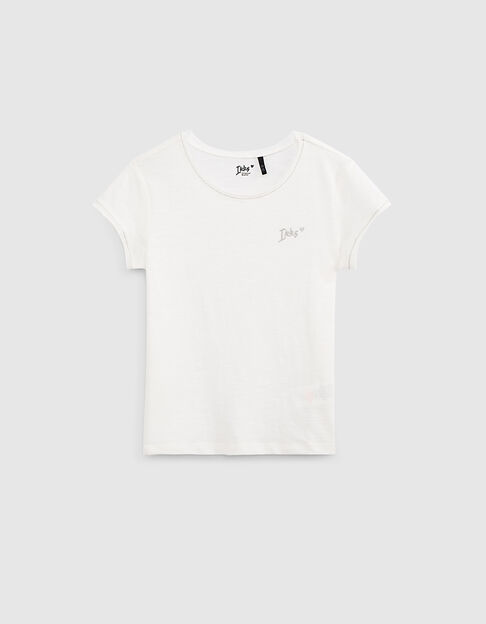 Tee-shirt blanc cassé Essentiel en coton bio fille - IKKS