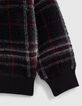 Boy's black recycled sherpa plaid sweatshirt-4
