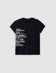 Black crew neck T-shirt with slogan image-5