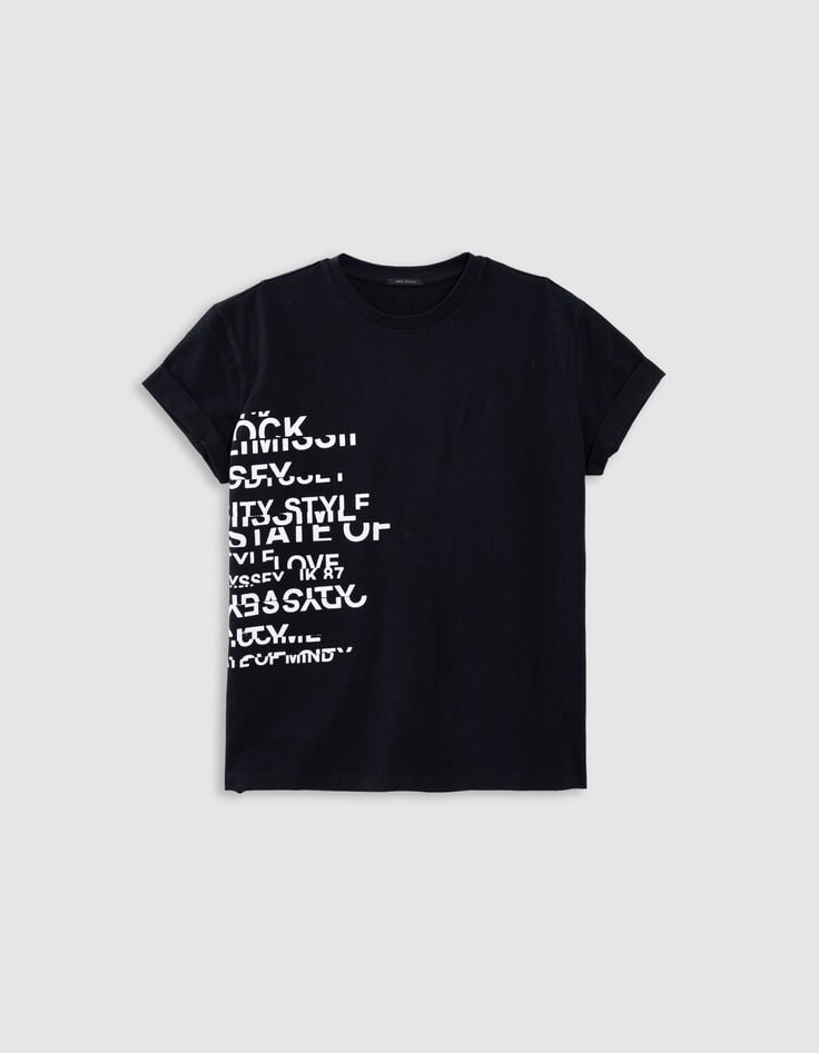 Black crew neck T-shirt with slogan image-5 Black crew neck T-shirt with slogan image-5