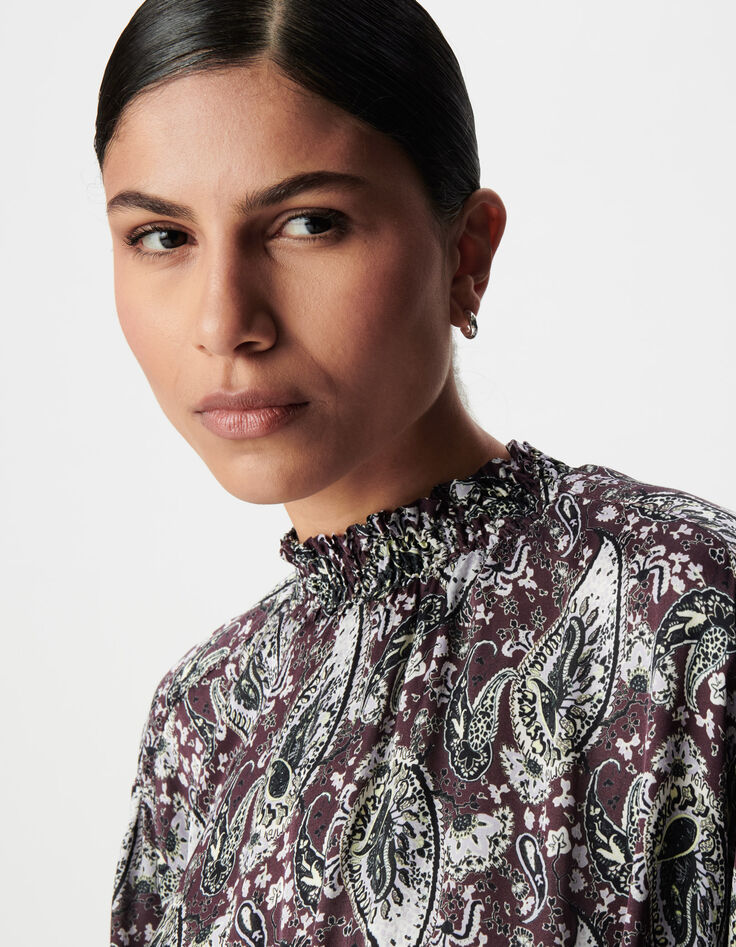 Donkerrode jurk met paisleypatroon Dames-4