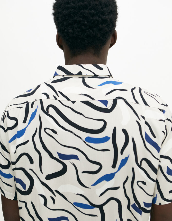 Men’s electric blue abstract print REGULAR shirt - IKKS