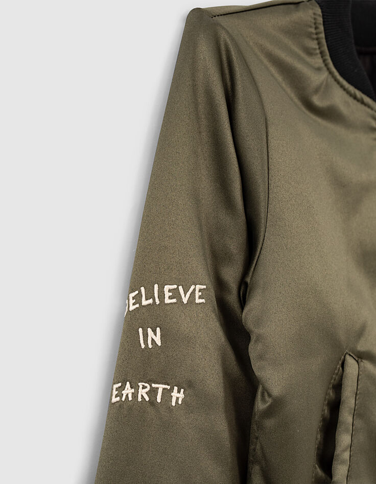 Bomber reversible caqui bordado espalda y negro niña-7