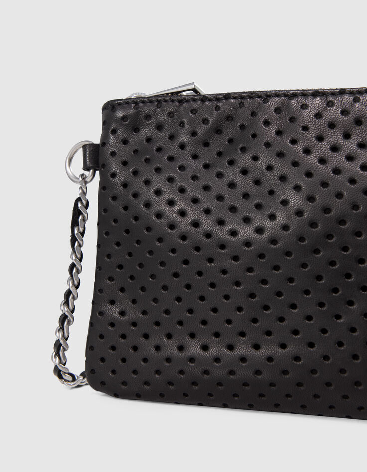 Clutch 111 negro cuero perforado-4