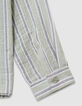 Boy's green striped pattern shirt-5